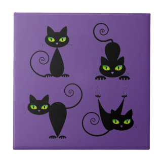 Mischievous kitties ceramic tile