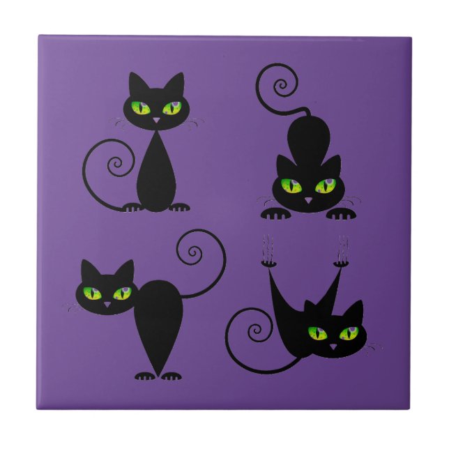 Mischievous kitties ceramic tile (Front)