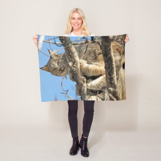 Mischievous Lynx Fleece Blanket (In Situ)
