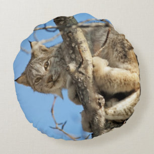 Mischievous Lynx Round Cushion