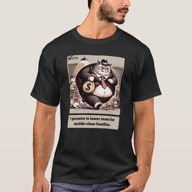 Mischievous Meows: The Crafty Cat Politician T-Shirt (Front)