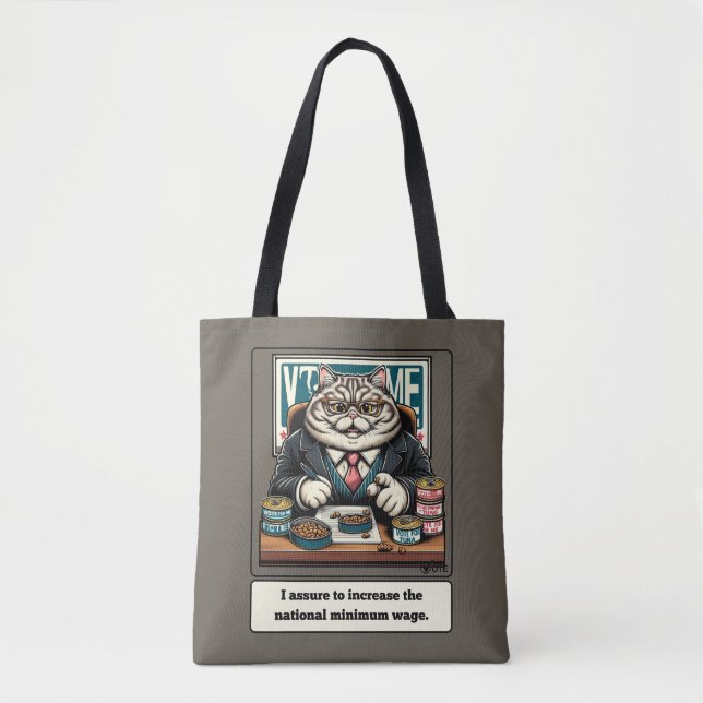 Mischievous Meows: The Crafty Cat Politician Tote Bag (Front)