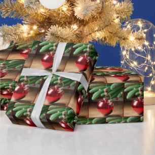 Mischievous Mice On a Christmas Ornament Wrapping Paper