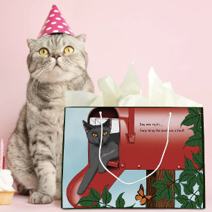 Mischievous Red Mailbox Cat Humour Large Gift Bag