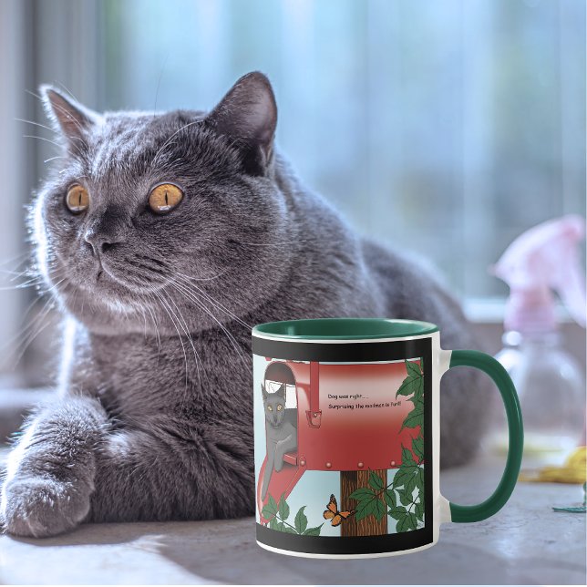 Mischievous Red Mailbox Cat Humour Mug (Creator Uploaded)