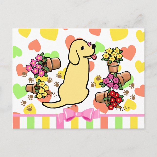 Mischievous Yellow Labrador Postcard (Front)