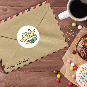 Mischievous Yellow Labrador Side Eye Classic Round Sticker