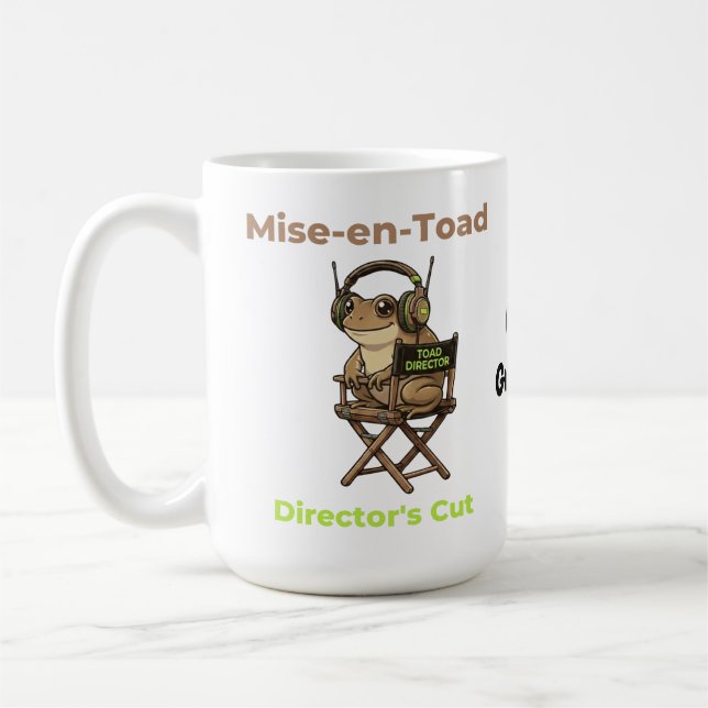 Mise-en-Toad Director’s Cut Cinema Pun Toad Art Coffee Mug (Left)
