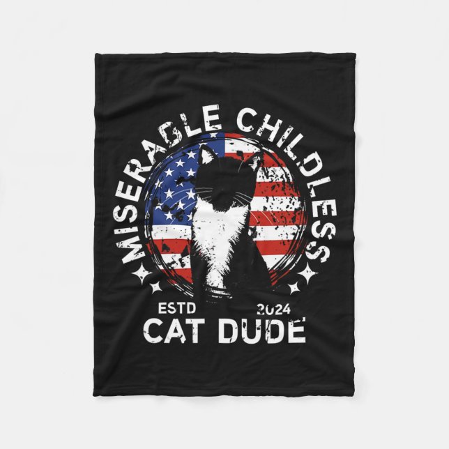 Miserable Childless Cat Dude 1  Fleece Blanket (Front)