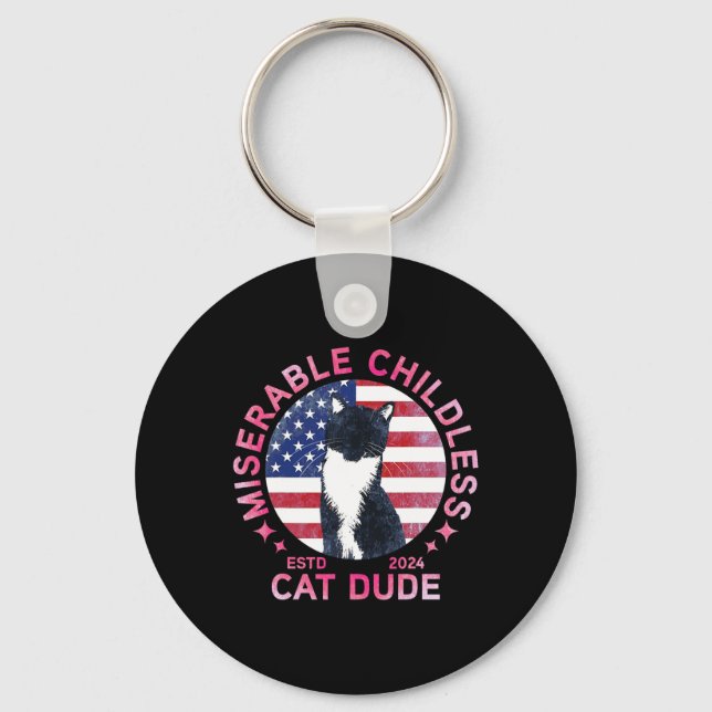 Miserable Childless Cat Dude  Key Ring (Front)