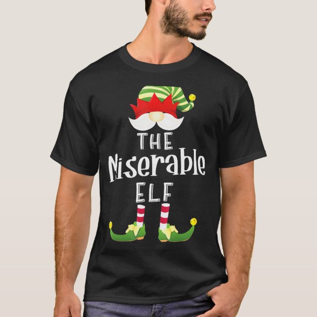 Miserable Elf Group Christmas Pajama Party T-Shirt (Front)