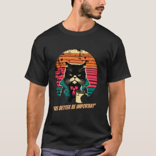 Miserable Morning Cat Retro Sunset Funny Coffee Lo T-Shirt