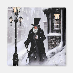 Miserly Ebenezer Scrooge Snowy Victorian Street Magnet
