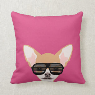 Misha - Chihuahua with avaiators, hipster glasses Cushion