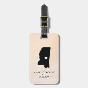 Misissippi Map Wedding Luggage Tag, Couple's Name Tag