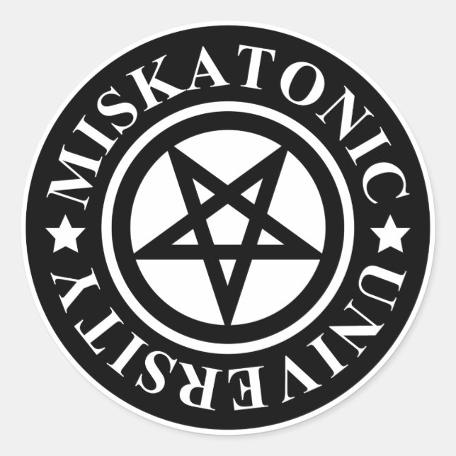MISKATONIC UNIVERSITY CLASSIC ROUND STICKER (Front)