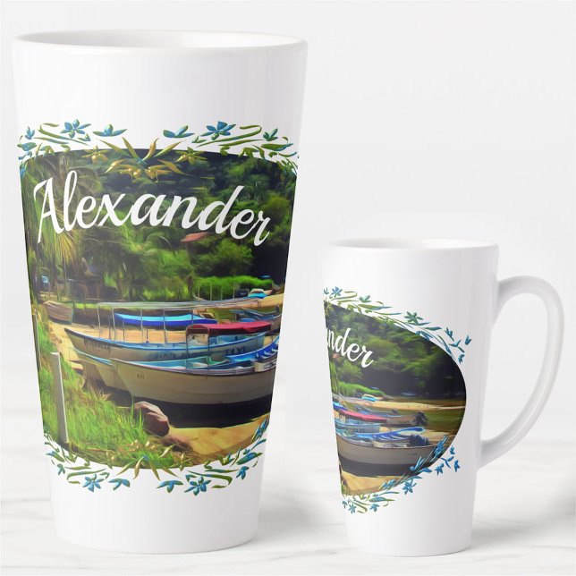 Mismaloya Boats on The River 0350  Latte Mug (Creator Uploaded)