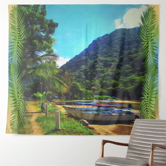 Mismaloya Boats on The River 0350 Tapestry (Creator Uploaded)