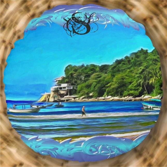 Mismaloya Fishing Boats 0346 Round Cushion (Creator Uploaded)