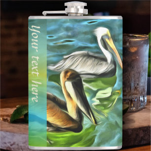Mismaloya Pelicans 0329 Hip Flask