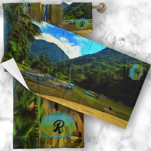 Mismaloya River Fishing Boats 0344 Bath Towel Set