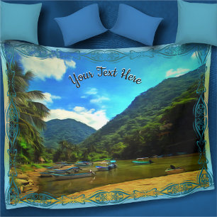 Mismaloya River Fishing Boats 0344 Fleece Blanket