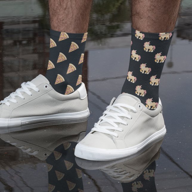 Mismatch Pattern of Pizza and Unicorns Socks (Creator Uploaded)