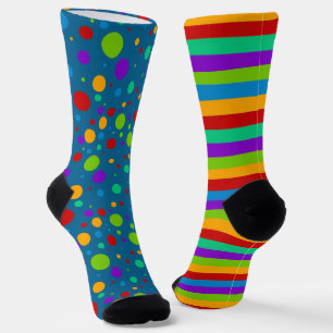Mismatch Rainbow Stripes Polka Dot Socks