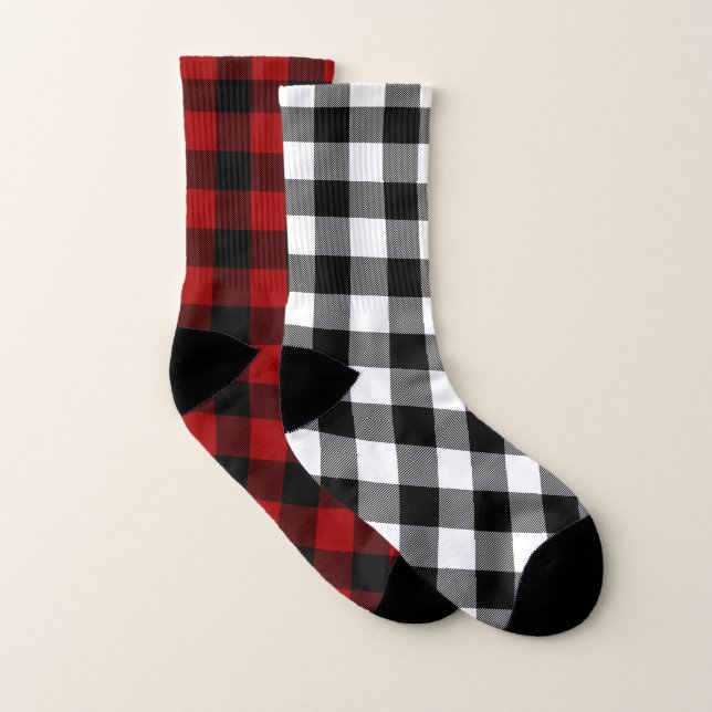 Mismatched Buffalo Plaid Party Socks (Pair)