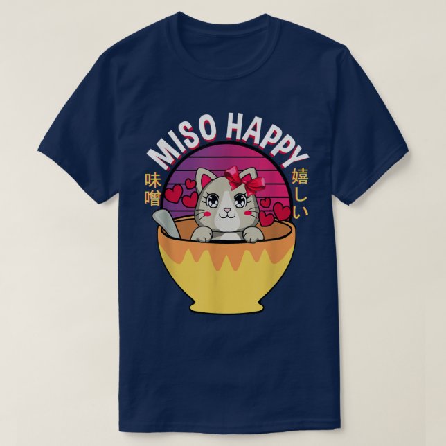 Miso Happy Anime Cat Miso Soup Omiotsuke Japanese  T-Shirt (Design Front)