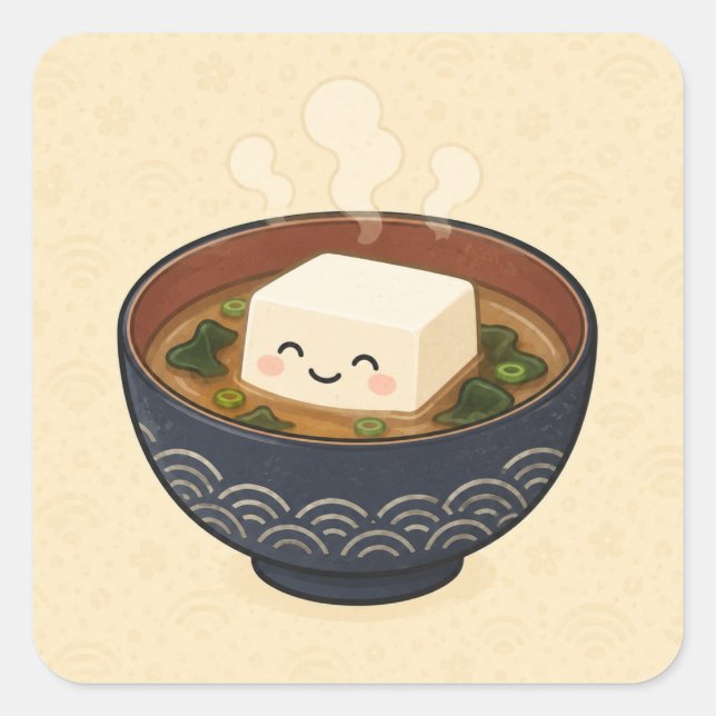 Miso Soup Tofu Square Sticker (Front)