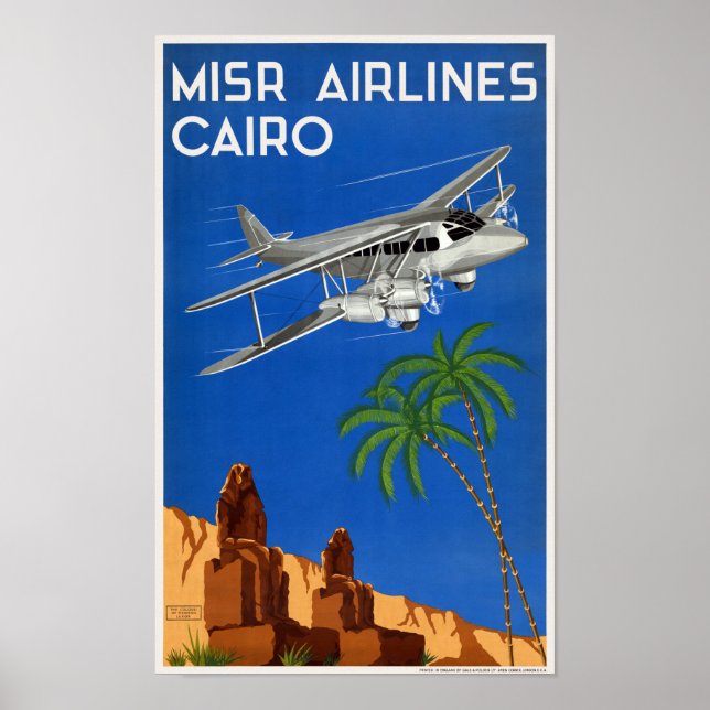 MISR Airlines Cairo Egypt Vintage Poster 1935 (Front)