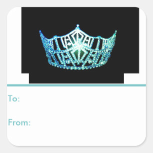 Miss America Aqua Crown Peel & Stick Gift Tags