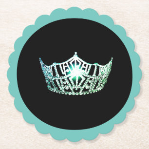 Miss America Aqua Crown Sclpd Paper Coasters