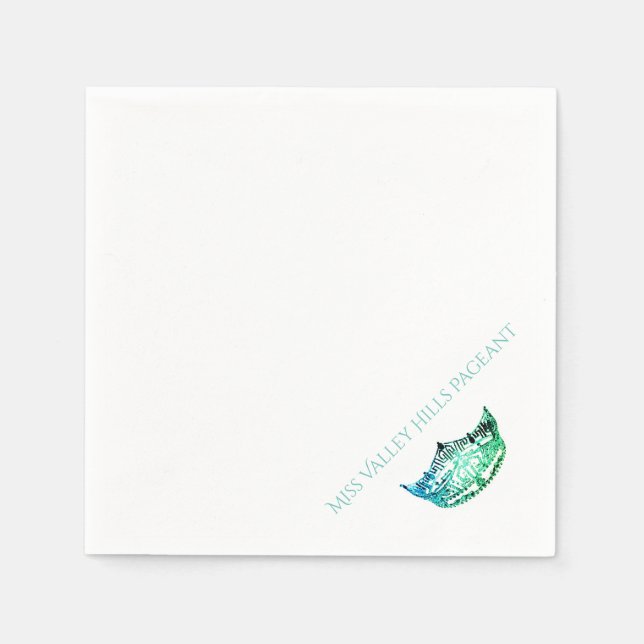 Miss America Aqua Green Crown Paper Napkins (Front)