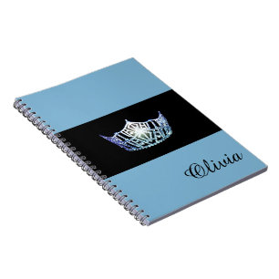 Miss America Baby Blue Crown Notebook- Custom Name Notebook