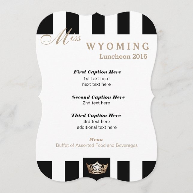 Miss America Black Stripe Luncheon Program Card (Front)