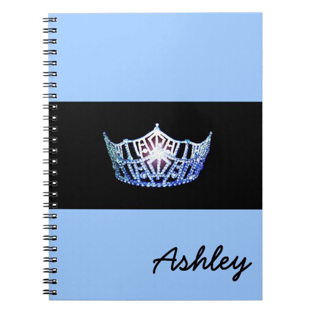 Miss America Blue Crown Notebook- Custom Name Notebook (Front)