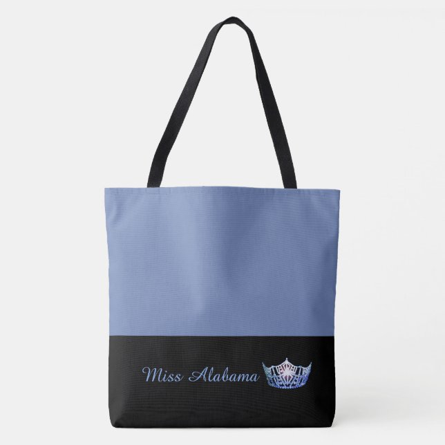 Miss America Blue Crown Tote Bag-Medium Blue Bag (Front)