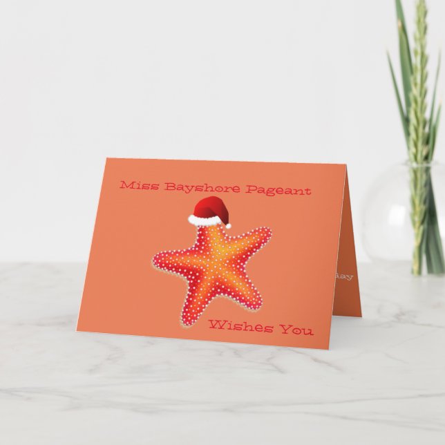 Miss America Christmas Card-Starfish Custom Name Holiday Card (Front)