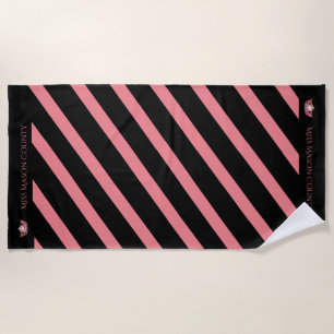 Miss America Coral Stripe Crown Beach Towel
