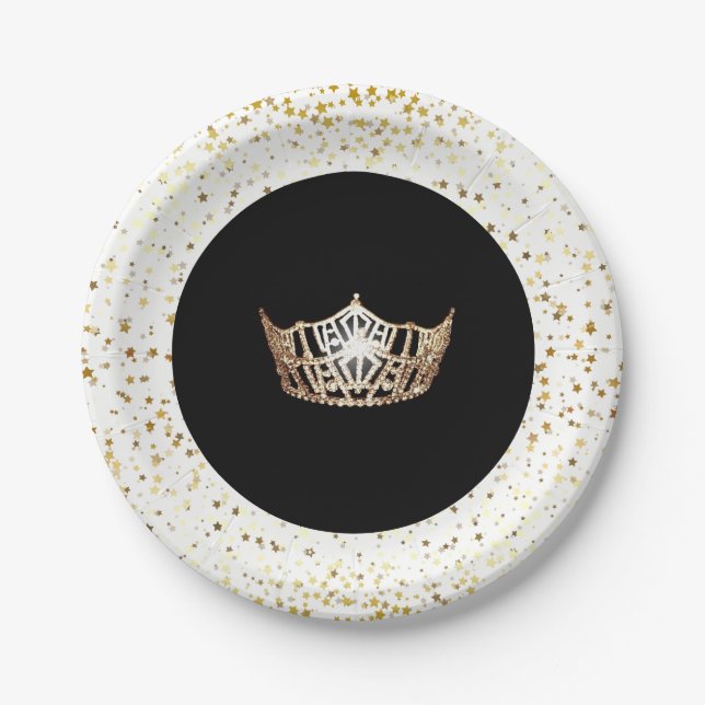 Miss America Crown 7" Party Paper Plates-Stars Paper Plate (Front)