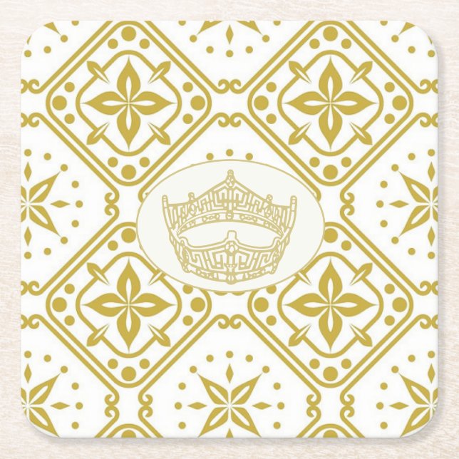 Miss America Crown Coronation Square Paper Coaster (Front)