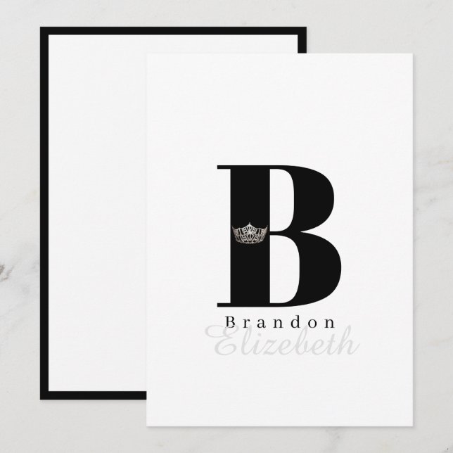 Miss America Crown Flat Note Cards-Sky Black Card (Front/Back)