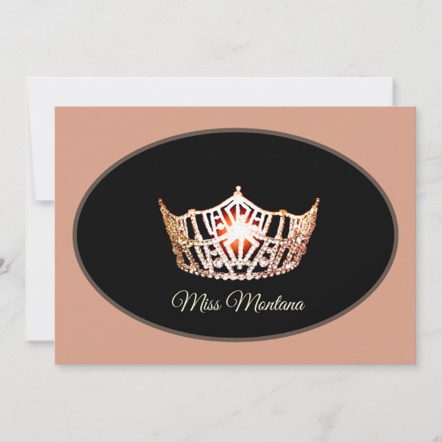Miss America Flat Note Card-Gold Crown/Peach Card (Front)