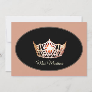Miss America Flat Note Card-Gold Crown/Peach Card