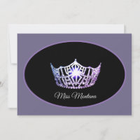 Miss America Flat Note Card-Silver Crown Amethyst