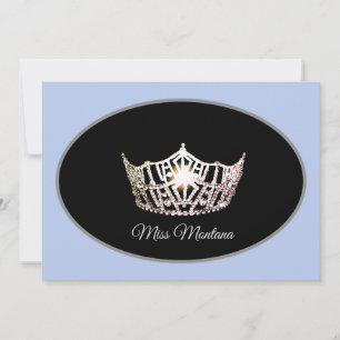 Miss America Flat Note Card-Silver Crown/Baby Blue Card
