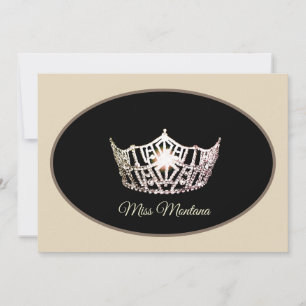 Miss America Flat Note Card-Silver Crown/Ivory Card