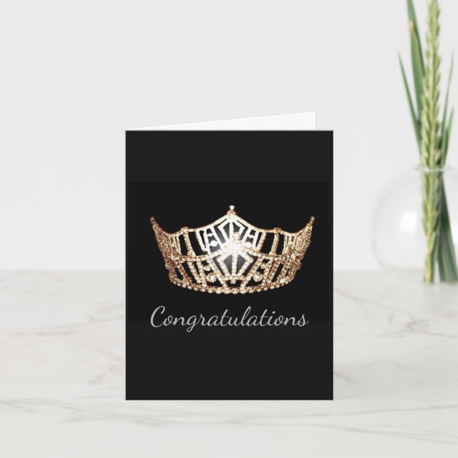 Miss America Gold Crown Greeting Card-Congrats Card (Front)